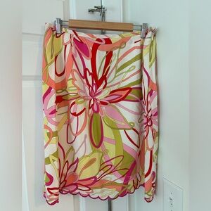 NEW! Grace Element Silk Skirt with Red,Pink & Green Design Size 16